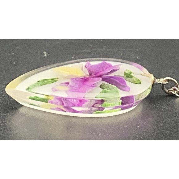 Vintage Violet Flower Lot China Creamer God is Love Pressed Necklace Cottagecore - Picture 8 of 15